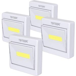 TBTeek Closet Light, Super Bright, Battery Operated, Stick Anywhere, 200 LM Cob Led Lamp, Light Switch Nightlight, Tap Lights for Closet, Shed, Attic, Emergency (4 Pack)