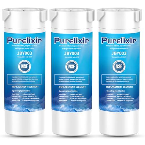 Purelixir 3 Pack XWF (Not XWFE, NO Chips) Compatible with GE XWF, GBE21, GDE21, GDE25, GFE24, Refrigerator Water Filter Replacement, NSF Certified, 6 Month / 300 Gallon