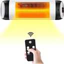 Outdoor Patio Heater, Trustech Infrared Heater with1500W, Remote Control and Timer, Indoor/Outdoor Heater with Overheat Shut Off Protection, Quiet Operation for Patio Use, Backyard,Garage,Wall Mount