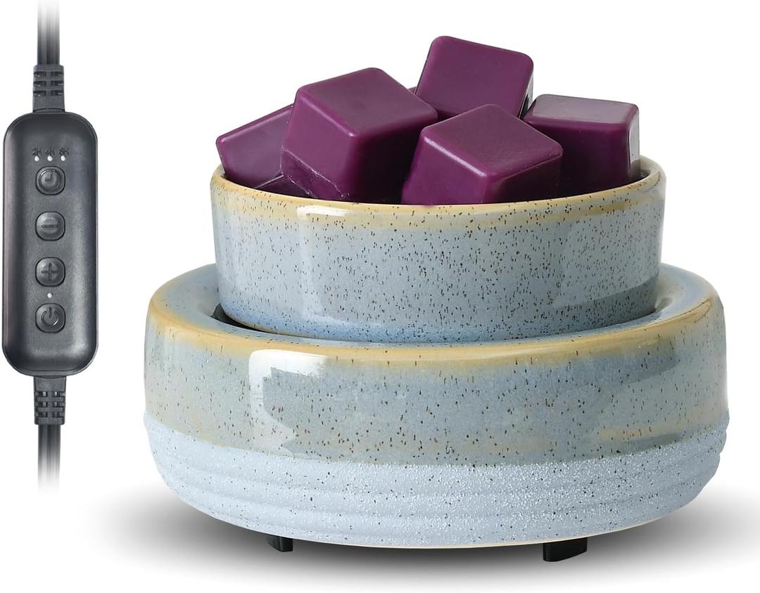 Wax Melt Warmer, Ceramic Candle Melter Melting Wax 3-in-1 Oil Burner Electric Fits Yankee Large Jar, Scented Candle Holder for Home Decor Gifts for Mom Grandma Women Girls (01-bright Light Blue)