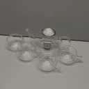 50OZ/1500ML Glass Teapot Set with 4 Double Wall Teacups & Removable Infuser, Stovetop & Microwave Safe Clear Tea Maker Water Kettle with 7OZ/200ML Tea Cups for Loose Leaf Blooming Tea