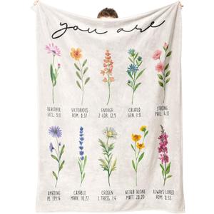 Afterprints Christian Gifts for Women, Christian Blanket with Flowers, Birthday Gifts for Women, Christmas, Inspirational, Religious Gifts for Sister, Friend, Daughter, Soft Throw Blankets 50'' x 60''
