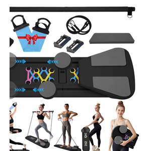 Toptoo Pilates Reformer Board Set for Home Workout, Multifunctional Portable Foldable Pilates Board for Small Spaces, Extra Complimentary Tension Straps, Full Body Workout for Women/Men