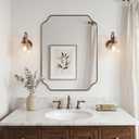 ANDY STAR 22X30 Inch Brushed Champagne Bronze Scalloped Bathroom Mirror