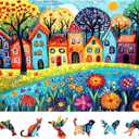 500 Piece Puzzle for Adults, Jigsaw Puzzles with Colorful Village Houses, Funny Puzzle, Perfectly Fitting Pieces, Home Decor Birthday Party Gift for Adults Seniors 23x15 Inches