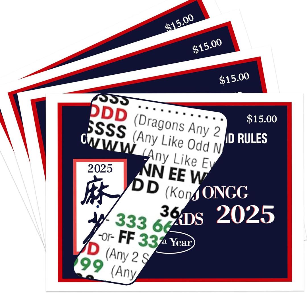 Mah Jong Cards 2025 Official Revision - Large Print, 4-Pack