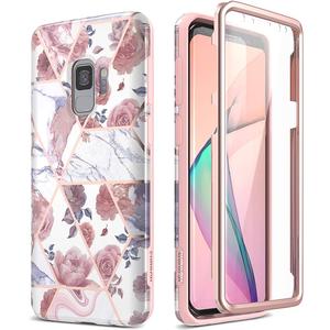 SURITCH Case for Galaxy S9, [Built-in Screen Protector] Rose Gold Marble Full-Body Protection Shockproof Rugged Bumper Protective Cover for Samsung Galaxy S9 5.8 Inch (Rose Marble)