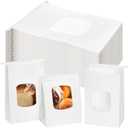 Okllen 100Pcs Bakery Bags with Window, 6x3x9 Inches White Tin Tie Tab Lock Kraft Paper Bags for Cookies, Coffee Beans