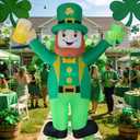 Giant 12ft St Patrick's Day Inflatable Outdoor Decor Leprechaun Lucky Shamrock St Patrick Blow up Inflatable Yard Decoration Built-in 6 LEDs for Yard,Lwan,Garden
