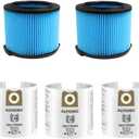 3 Pack VF3501 Vac Bags and 2 Pack VF3500 Filter Bundle set for Rigid Shop Vac 3-4.5 Gallon Wet/Dry Vacuum