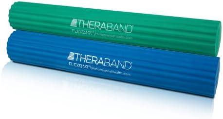 THERABAND FlexBar, 2 Pack, Green, Blue, Therapy Twist Bar, Hand & Wrist Strength, Tennis & Golfer's Elbow, Tendonitis, Rehab Tool for Resistance Exercise, Grip Training, Relief & Recovery