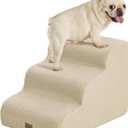 Made4Pets Dog Stairs Ramp for Small Dogs 15.7" H, 3-Step Dog Steps for Bed Couch Sofa and Chair, 35D Foam Pet Steps for Small Dogs and Cats, Non-Slip Bottom Pet Stairs, Beige