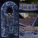 YEGUO 4 Pack White Solar Fairy Lights, Each 33ft 100 LED Christmas Lights Outdoor Waterproof, 8 Modes Sliver Wire Solar String Lights