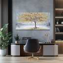 Belmrxne Tree Wall Art White and Gold Wall Decor for Living Room Aesthetic Canvas Painting Modern Wall Prints Dining Room Bedroom Artwork 24x48 Inches