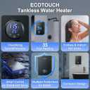 Electric Tankless Water Heater, ECOTOUCH 18kW on Demand Instant Water Heaters 240V, ETL Certificated Self-Modulation Point of Use Hot Water Heater Whole House ECO180B Black