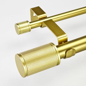 1-1/8 Inch Diameter Gold Curtain Rods with Knurl-look Finial, 36-72'' Telescoping Double Curtain Rods for window width 24-68 inch, 1 pack