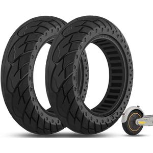10x2.5 Inch Solid Tire, Fit for 60/70-6.5 Original Tire, Fit for Hiboy S2 MAX/MAX Pro/ max3 NAVEE S65C OKAI EA10/ ES520B Hover-1 Alpha ESKUTE MAX Zero 10/ 10x Electric Scooter, Black 2pcs