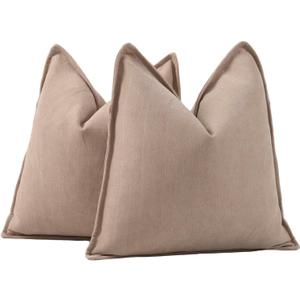 MADIZZ Textured Chenille Throw Pillow Covers Set of 2 Super Soft Decorative Pillow Covers Boho Cushion Covers Modern Pillowcases Farmhouse Home Decor for Sofa Bedroom 22x22 Inch Camel