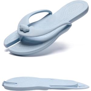 Shower Shoes Travel Slippers for Women Men, Folding Slides Sandals, Portable Hotel Spa Slippers, Waterproof Quick Drying Flip Flops, Beach Sandals (Blue)