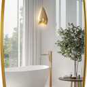 ANDY STAR Gold Oblong Mirror, 32x40 Inch Gold Oval Mirror for Bathroom with Stainless Steel Metal Frame, Wall Mouned for Bathroom, Living Room, Entryway