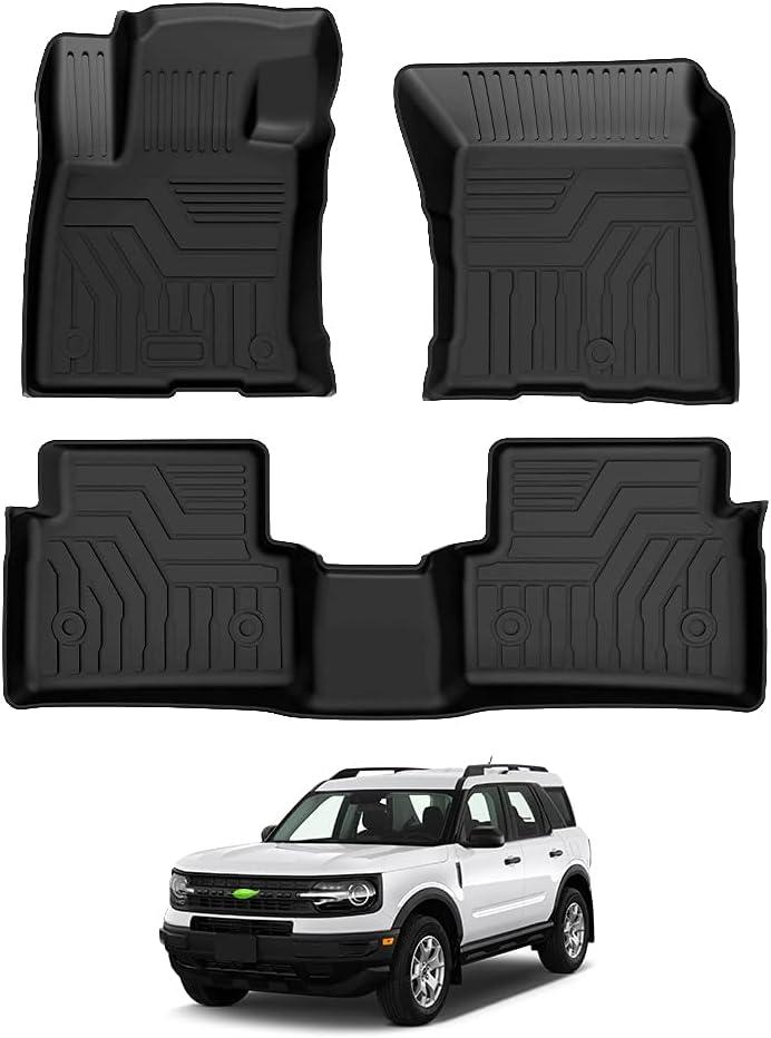 T TGBROS Floor Mats for Ford Bronco Sport 2021–2026 All-Weather Black Car Floor Liners Custom Fit 2 Rows Full Set Durable & Easy to Clean