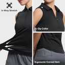 HOTSUIT Womens Golf Shirt Sleeveless Collared Golf Clothes Polo Shirts Quick Dry Lightweight V Neck UPF 50+ (Black, XXL)