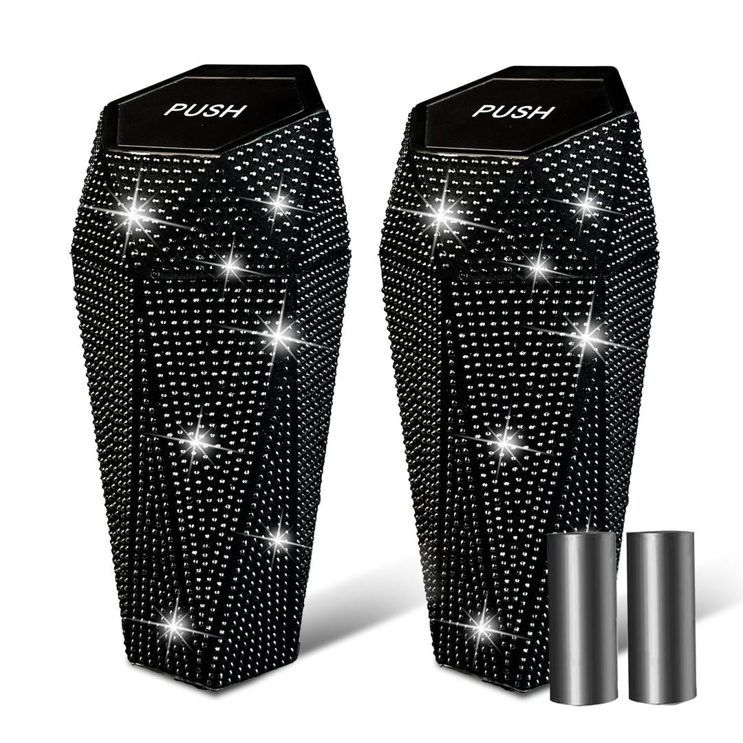 NBTEPEM 2 PCS Bling Car Trash Can with Lid, Bling Car Accessories Trash Bin, Leakproof Auto Garbage Can with 60 Trash Bags, Multipurpose Organizers and Storage for Home, Office (Black Diamond)