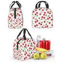 ESXPNVN Fruit Pattern Cherry Lunch Bag For Women Men Reusable Insulated Lunch Box Fashion Cooler Tote Lunch Bags For Office Work Picnic