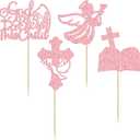24 Pack Baptism Cupcake Toppers Pink God Bless This Child Cake Toppers Cross Cupcake Picks First Communion Bling Newborn Baby Shower Baptism Party Decorations