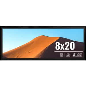LaVie Home 8x20 Picture Frame for Wall Display, 8x20 Black Picture Frame with HD Plexiglas, 8 x 20 Frame 1 Pack, Display Frame for Vertical or Horizontal, Classic Collection