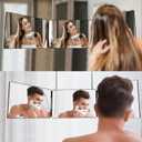 HIEEY 3 Way Mirror for Hair Cutting with LED,360 Trifold with Height Adjustable Telescoping Hooks,and 5X Magnification,for Makeup and Styling (Black)