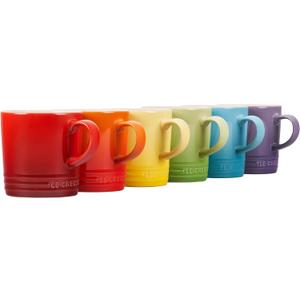 Le Creuset Stoneware Set of 6 London Mugs, 12 oz. Each, Multi-Color