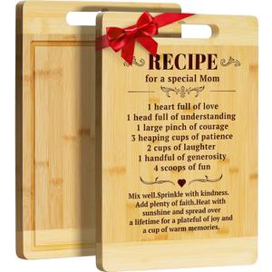 Kikcoin Mom Birthday Gifts - Bamboo Cutting Boards for Kitchen, Mother Cutting Board Gift from Daughter Son, Mothers Day Gift, Unique Gift for New Mom, Step Mom, Bonus Mom