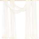 Ling's Moment Wedding Arch Draping Fabric 2 Panels 32Ft x 30" Wrinkle-Free Wedding Arch Drapes Chiffon Fabric, Ivory Curtain for Wedding Ceremony Reception Background Party Home Garden Decorations