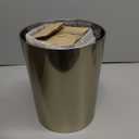 mDesign Round Metal Modern Compact Freestanding Plastic Toilet Bowl Brush and Round 6.4 Liter/1.7 Gallon Wastebasket Garbage Can Combo Set for Bathroom Cleaning - Mirri Collection - Set of 2 - Brass