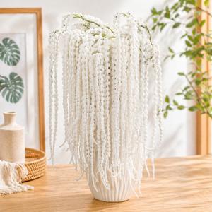 10Pcs Amaranthus Artificial Hanging Plants Fake Amaranthus Flower Bleached Wisteria 33" Long Hanging & Cascading Flowers for Wedding Floral Arrangement, Home Garden Decor, Party Supplies