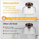Industrial Semi Flush Mount Ceiling Light Oil Rubbed Bronze, 800 Lumen LED Bulb Included, Clear Glass Shade Ceiling Light Fixture, Light Fixture for Hallway Bathroom Bedroom, Hanging Light Fixtures