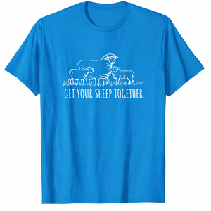 Get_Your Sheep_Together - Funny Sheep_Quotes T-Shirt (Blue, L)