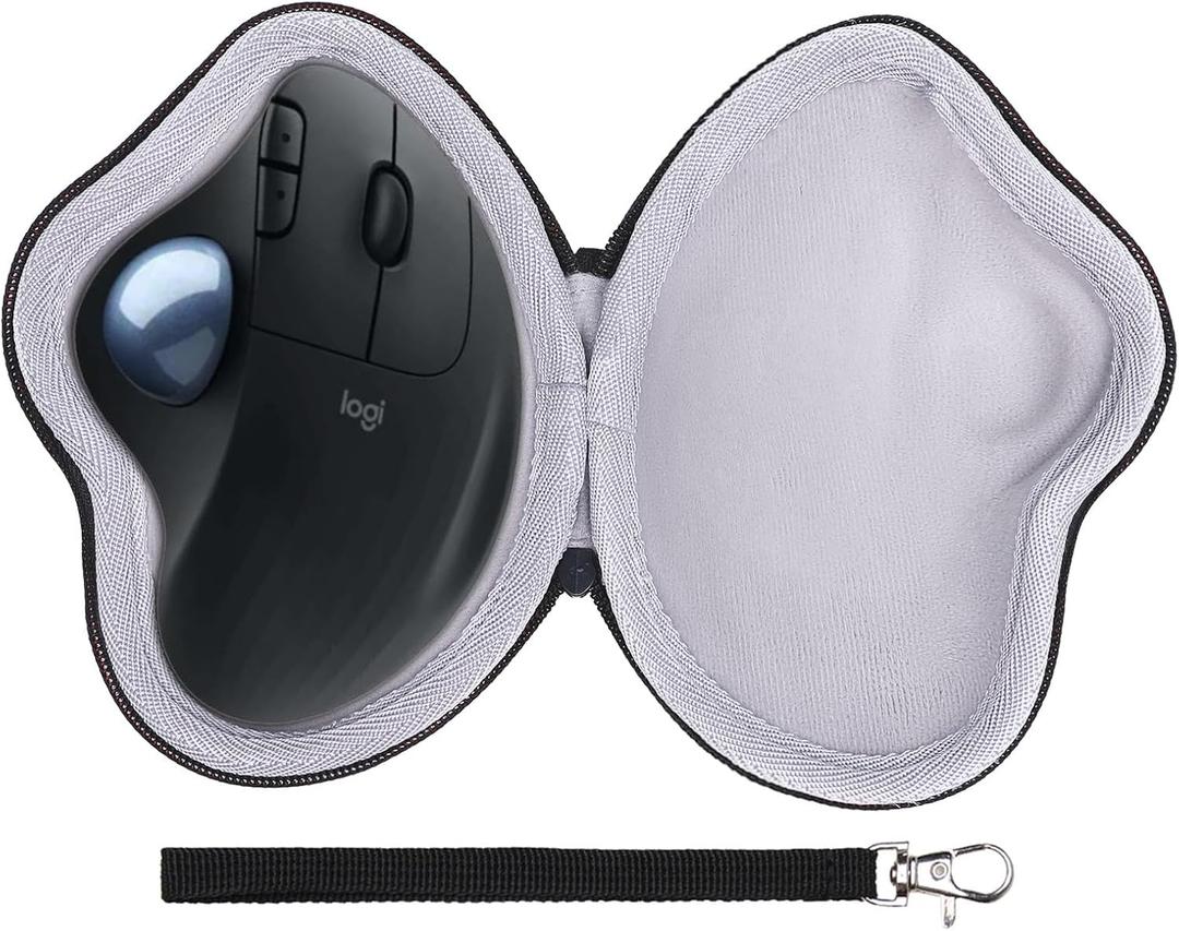 LTGEM Case Compatible with Logitech Ergo M575S / M575 / M570 Wireless Trackball Ergonomic Mouse, Office Travel Carrying Storage Bag - Black+Gray(Case Only)