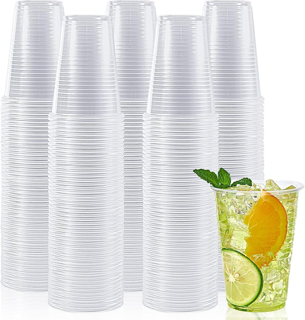 Lilymicky 500 Pack 9 oz Clear Plastic Cups, Disposable Drinking Cups, Plastic Party Cups for Birthday Parties, Picnics, Ceremonies, and Any Events