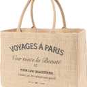 KAF Home Jute Market Tote Bag with Handles, Voyages