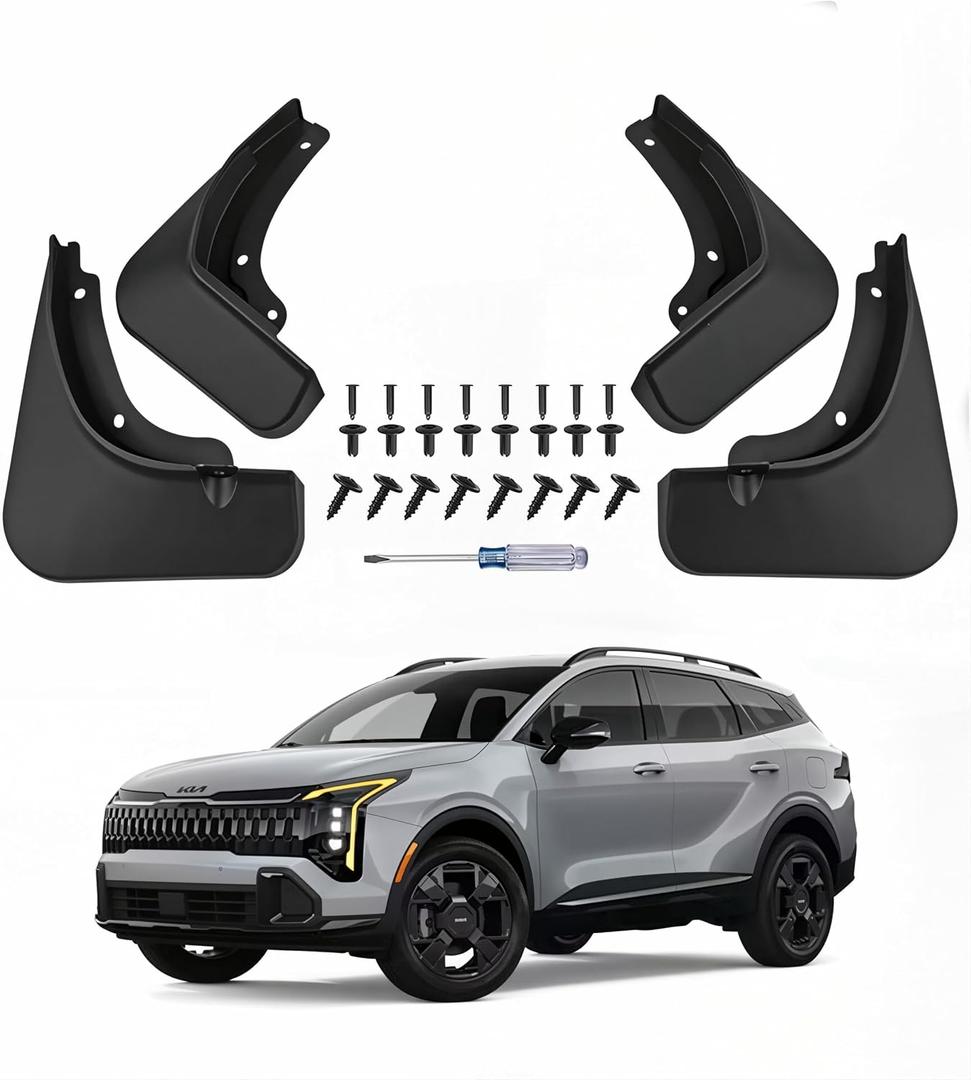 Mud Flaps for Kia Sportage 2023 2024 2025 2026, No Drill Front & Rear Splash Guards Custom Fit for LX EX SX Prestige X-Line X-Pro Hybrid, OEM Style Heavy Duty Thermoplastic Black Mud Guards