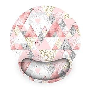 Mouse Pad Wrist Rest Support, ToLuLu Gel Mouse Pads with Non Slip Rubber Base Memory Foam Mousepad, Mouse Wrist Rest Pad for Laptop Computer Home Office Working Gaming Pain Relief, Pink Triangle 