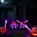 Set of 4 Pumpkin Skeleton Bones Arms and Legs with 8 Light Modes Realistic Halloween Movable Posable Bendable Skeleton Hands Joints Spooky Scary Horror Decoration Outdoor for Porch Yard 2 Arms 2 Legs