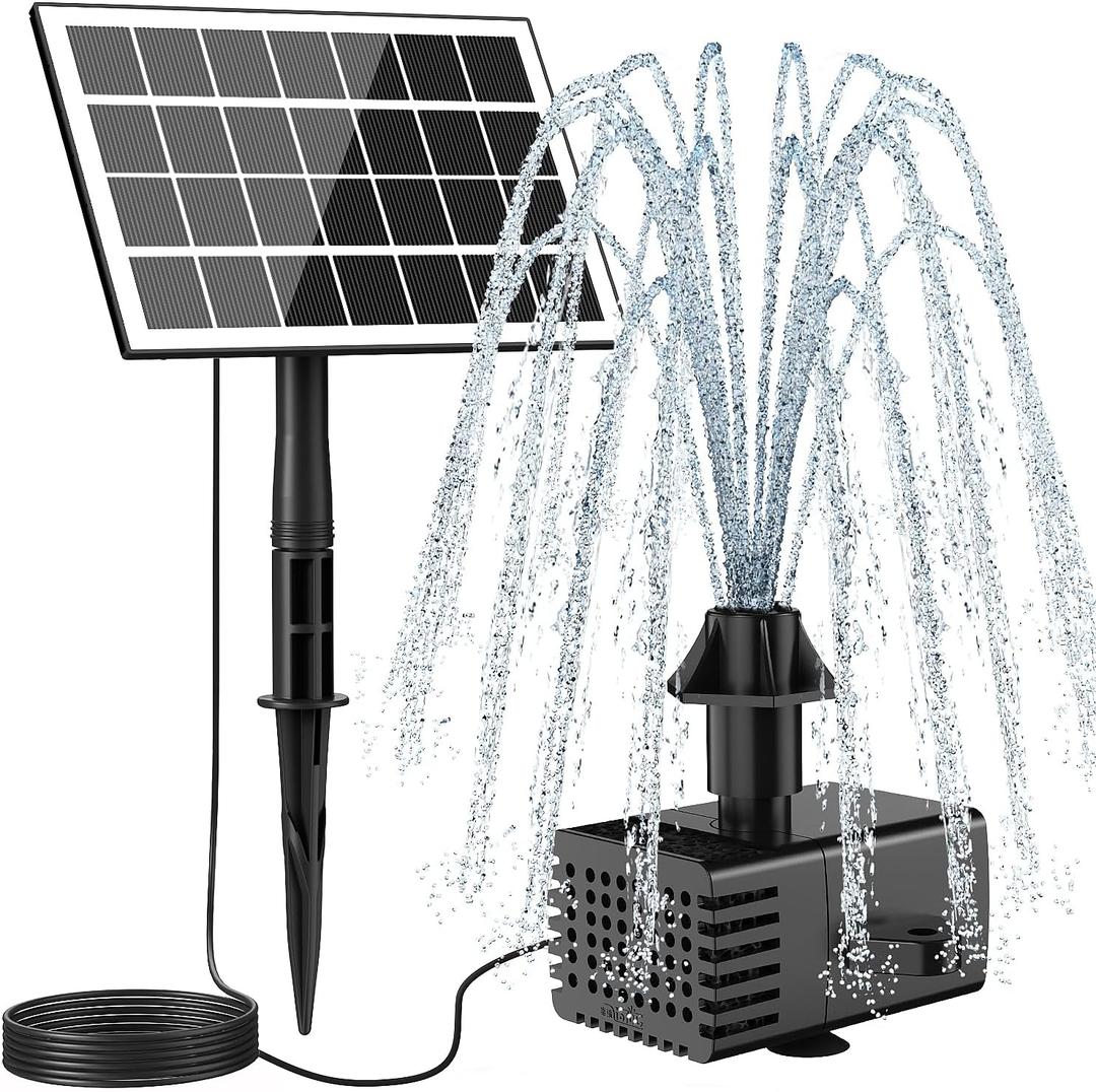 Solar Fountain Kit Glass-No Battery, DIY 3.5W Solar Fountain Pump Works in Shadow, Solar Water Pump for Bird Bath, Water Feature,Garden, Outdoor-8 Nozzles,9.8ft Power Cord (White)