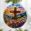 2 x Cross Ornament: Christmas Ornaments, Religious Christmas Decorations for Tree, Catholic Ornament & Christian Holiday Decor | Religious Cross Gifts, Christian Gifts - Design A