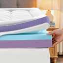 5 Inch Dual Layer Memory Foam Queen Mattress Topper - 2'' Pillow Top Mattress Pad for Back Pain and 2'' Support Foam & 1'' Cooling Gel Memory Foam, Extra Thick Medium Support Bed Topper