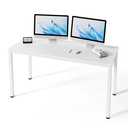 55 Inch White Computer Desk, Home Office Desk, Gaming Study Writing Table