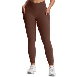 Aoxjox High Waisted Workout Leggings for Women Trinity Yoga Pants 26.5" (Dark Brown, Medium)