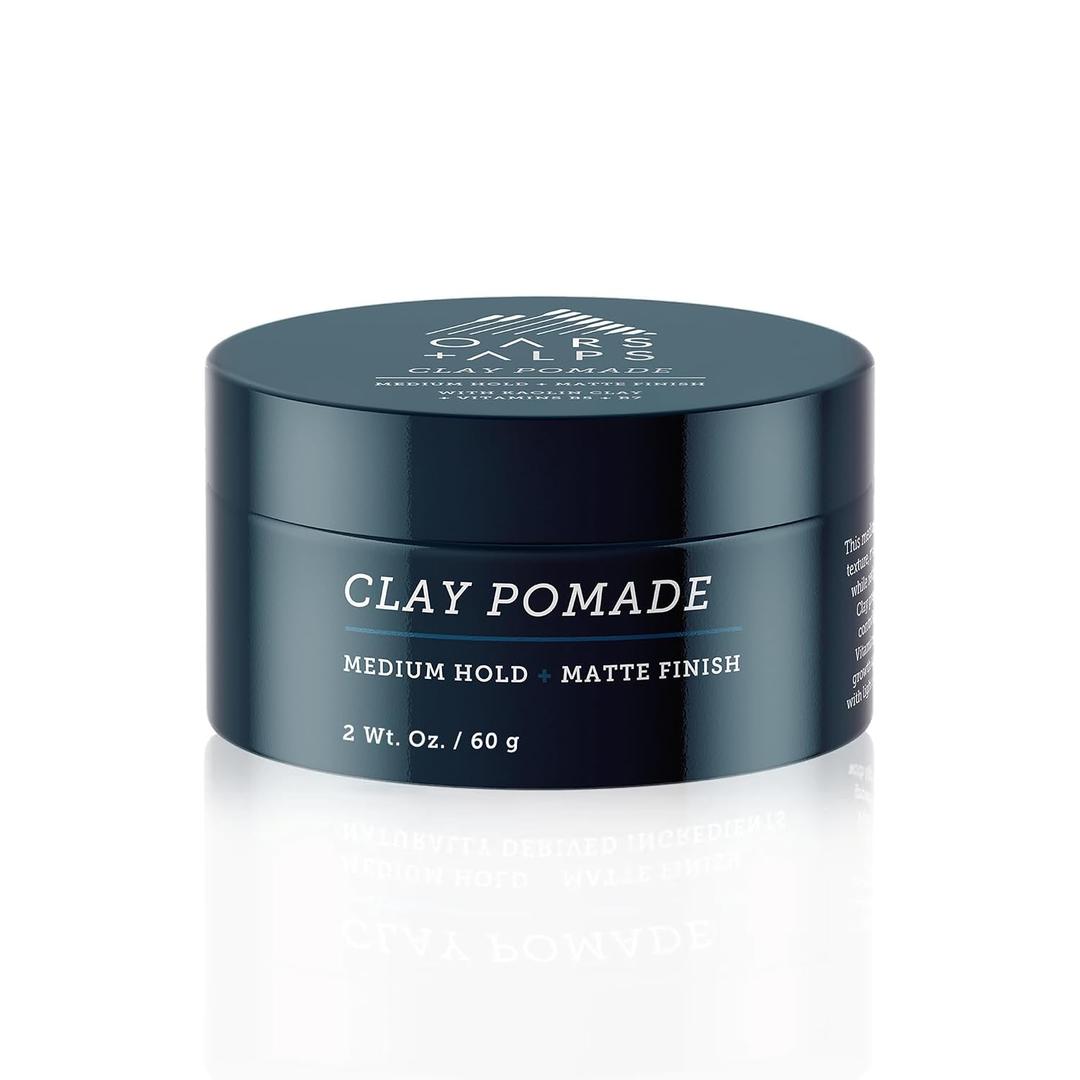 Oars + Alps Clay Hair Pomade for Men with Biotin, Kaolin Oil, Bentonite Clay, Jojoba Oil, Vitamin B7 & B5, Promotes Hair Growth, Medium Hold, Matte Finish, Reduces Frizz, 2oz